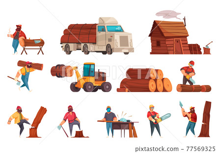 Lumberjack Cartoon Set - Stock Illustration [77569325] - PIXTA