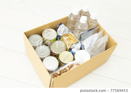 Emergency food stored in cardboard 77569453