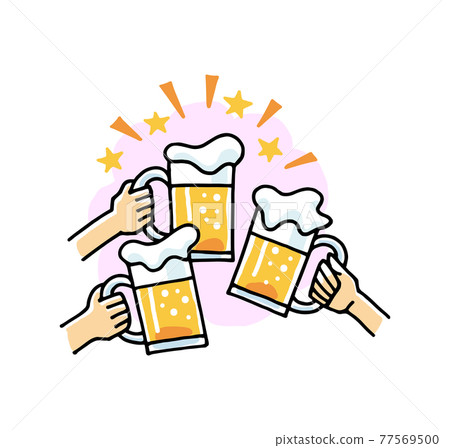 插圖與生啤酒敬酒 77569500