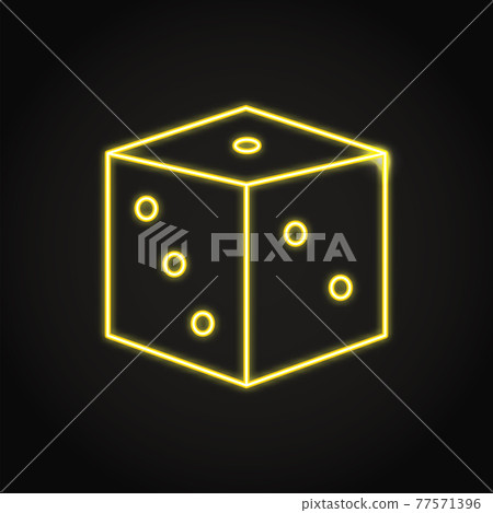 Shining neon dice icon in line style Shining neon dice icon in line style 77571396
