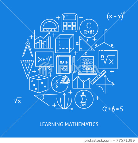 Learning mathematics round banner in line style Learning mathematics round banner in line style 77571399