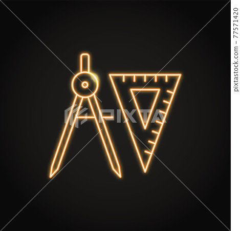 Neon dividers and square ruler icon in line style 77571420