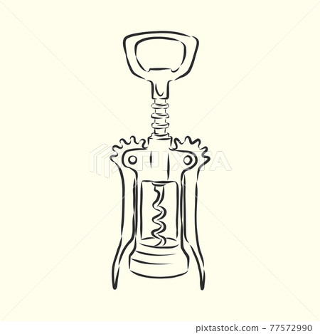 Image of classic corkscrew. Doodle style. corkscrew, vector sketch illustration Image of classic corkscrew. Doodle style. corkscrew, vector sketch illustration 77572990