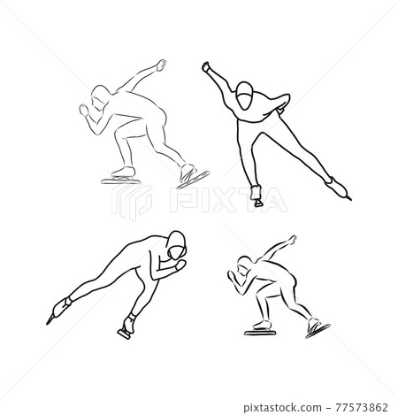 Speed skating, stylized silhouette icon, speed skating, vector sketch illustration 77573862