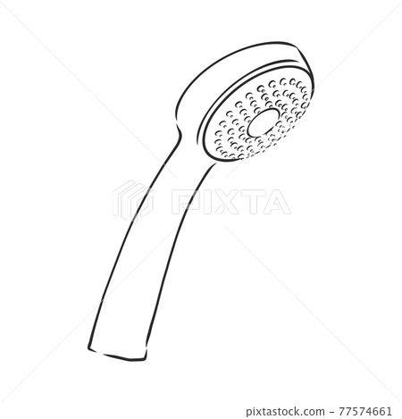 Hand-drawn sketch of shower head on a white background. Bathroom appliances. Bathroom equipment, shower head, vector sketch illustration Hand-drawn sketch of shower head on a white background. Bathroom appliances. Bathroom equipment, shower head, vector sketch illustration 77574661