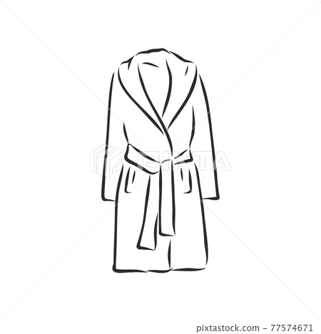 Women's coat, Fashion flat sketch. Technical drawing women's coat, vector sketch illustration Women's coat, Fashion flat sketch. Technical drawing women's coat, vector sketch illustration 77574671