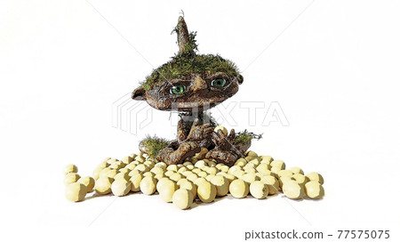 坐在豆子上的獨角小惡魔 77575075