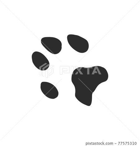 cat's paw with the pads pulled up sketch vector graphics black and white drawing, cat's paw vector sketch illustration 77575310