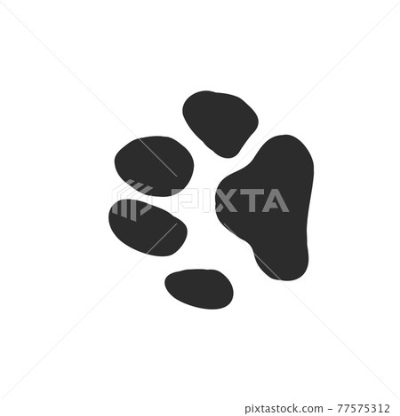 cat's paw with the pads pulled up sketch vector graphics black and white drawing, cat's paw vector sketch illustration 77575312