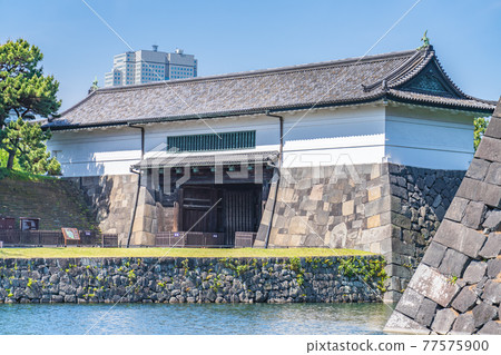 東京皇居外苑舊江戶城外櫻田門的城市景觀 77575900