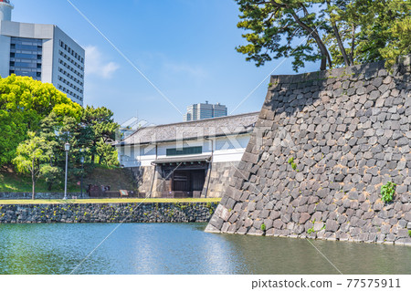 東京皇居外苑舊江戶城外櫻田門的城市景觀 東京皇居外苑舊江戶城外櫻田門的城市景觀 77575911