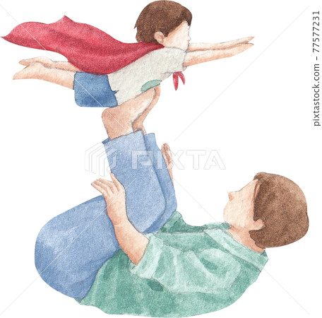 Character with father's day concept watercolor 77577231