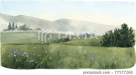 Flowers and landscape decor watercolor Flowers and landscape decor watercolor 77577260