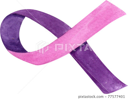Purple ribbon watercolor Purple ribbon watercolor 77577401