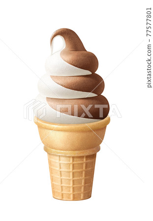 Soft serve ice cream thick roll chocolate milk mix illustration real 77577801