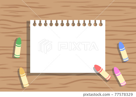 Illustration of crayons and small paper 77578329