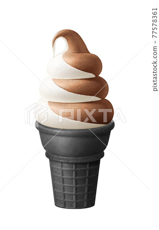 Soft serve ice cream thick roll chocolate milk mixed illustration real black corn Soft serve ice cream thick roll chocolate milk mixed illustration real black corn 77578361