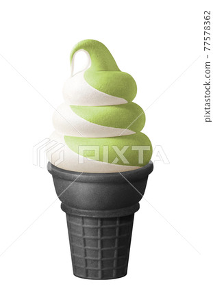 Soft serve ice cream thick roll matcha milk mix illustration real black corn Soft serve ice cream thick roll matcha milk mix illustration real black corn 77578362