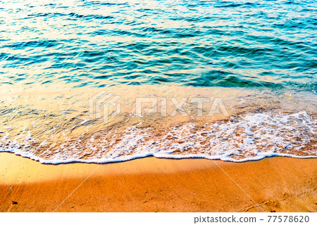 黃昏的美麗海灘,海灘前,背景素材清晰 黃昏的美麗海灘,海灘前,背景素材清晰 77578620