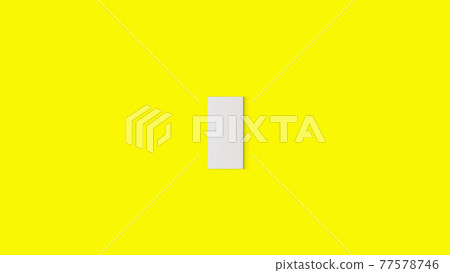 3d rendering hanging empty blank white canvas isolated on yellow background. 77578746