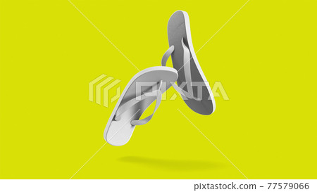 Tropical white sandals isolated on yellow background. suitable for your design element. Tropical white sandals isolated on yellow background. suitable for your design element. 77579066