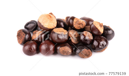 Guarana seed isolated on white background. Dietary supplement guarana, caffeine cource for energy drinks. Paullinia cupana. 77579139