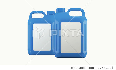 Blue canister with engine oil or lubricant isolated on white background. 3D rendering of excellent quality in high resolution. It can be enlarged and used as a background or texture. 77579201