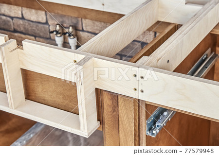 Wooden cases of kitchen furniture with plywood frame for countertop Wooden cases of kitchen furniture with plywood frame for countertop 77579948