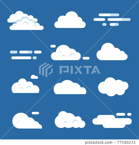 Various clouds. Flat cloud illustrations isolated on white 77580231