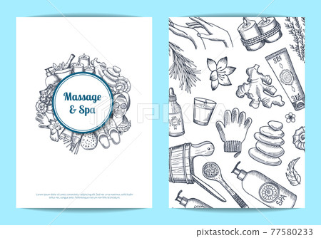 hand drawn spa card, flyer template illustration hand drawn spa card, flyer template illustration 77580233