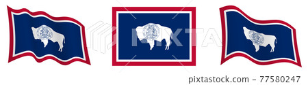 flag of american state of Wyoming in static position and in motion, fluttering in wind in exact colors and sizes, on white background flag of american state of Wyoming in static position and in motion, fluttering in wind in exact colors and sizes, on white background 77580247