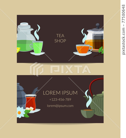 cartoon tea kettles and cups business card cartoon tea kettles and cups business card 77580648