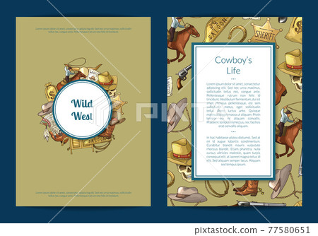 hand drawn wild west cowboy elements card or flyer template illustration hand drawn wild west cowboy elements card or flyer template illustration 77580651
