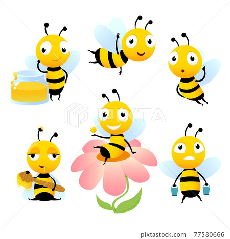 Cartoon bees. Funny illustrations of characters isolate Cartoon bees. Funny illustrations of characters isolate 77580666
