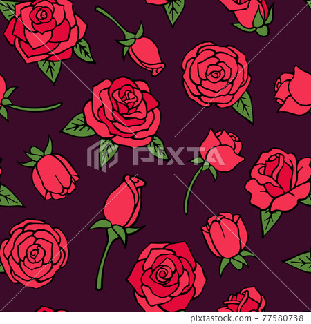 seamless pattern with illustrations of red roses - Stock Illustration ...