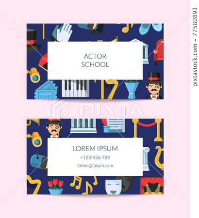 flat theatre icons business card flat theatre icons business card 77580891