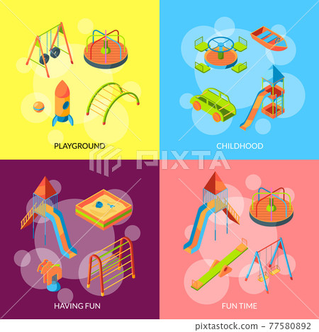 isometric playground objects concept illustration 77580892
