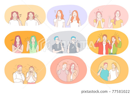 Sign language, gestures, hands communication concept Sign language, gestures, hands communication concept 77581022