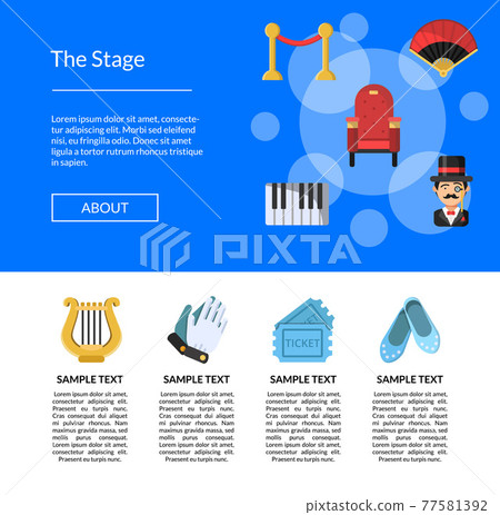 flat theatre icons landing page template illustration 77581392