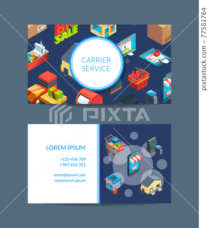 isometric shipping delivery business card illustration isometric shipping delivery business card illustration 77581764
