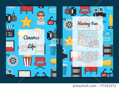 flat cinema icons card or flyer 77581972