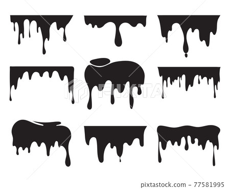 Illustrations of various dripping black paint. pictures of splashes Illustrations of various dripping black paint. pictures of splashes 77581995