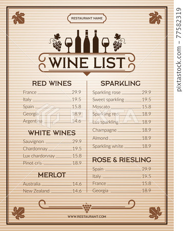 Wine menu. Design template of restaurant or bar menu Wine menu. Design template of restaurant or bar menu 77582319