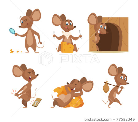 Mouse character. Funny cartoon mice. clipart isolated on white Mouse character. Funny cartoon mice. clipart isolated on white 77582349