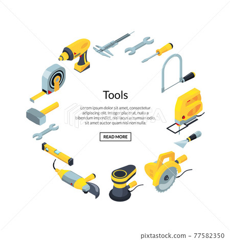 construction tools isometric icons in circle construction tools isometric icons in circle 77582350