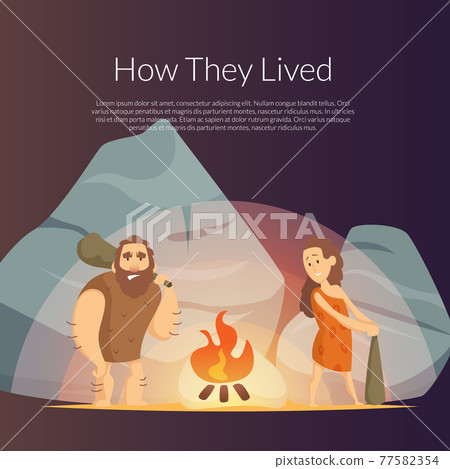 cartoon cavemen background illustration cartoon cavemen background illustration 77582354