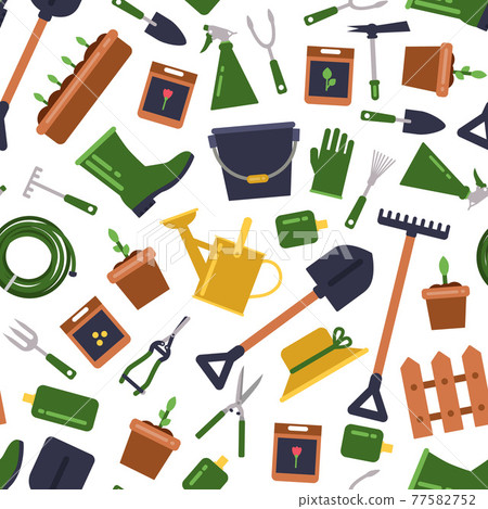 flat gardening icons pattern background... - Stock Illustration ...