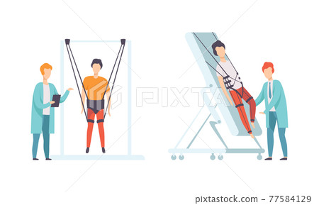 Physical Therapy or Physiotherapy with Therapist Restoring Health after Trauma or Injury Vector Set Physical Therapy or Physiotherapy with Therapist Restoring Health after Trauma or Injury Vector Set 77584129