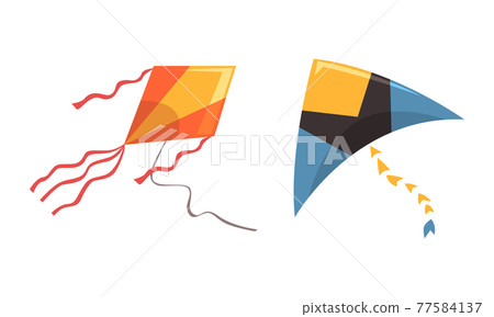 Colorful Kite as Tethered Craft with Wing Surfaces and Tail Vector Set Colorful Kite as Tethered Craft with Wing Surfaces and Tail Vector Set 77584137