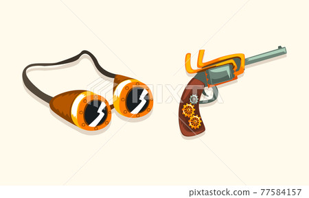 Steampunk Fictional Objects and Mechanism with Goggles and Mechanical Pistol Vector Set Steampunk Fictional Objects and Mechanism with Goggles and Mechanical Pistol Vector Set 77584157